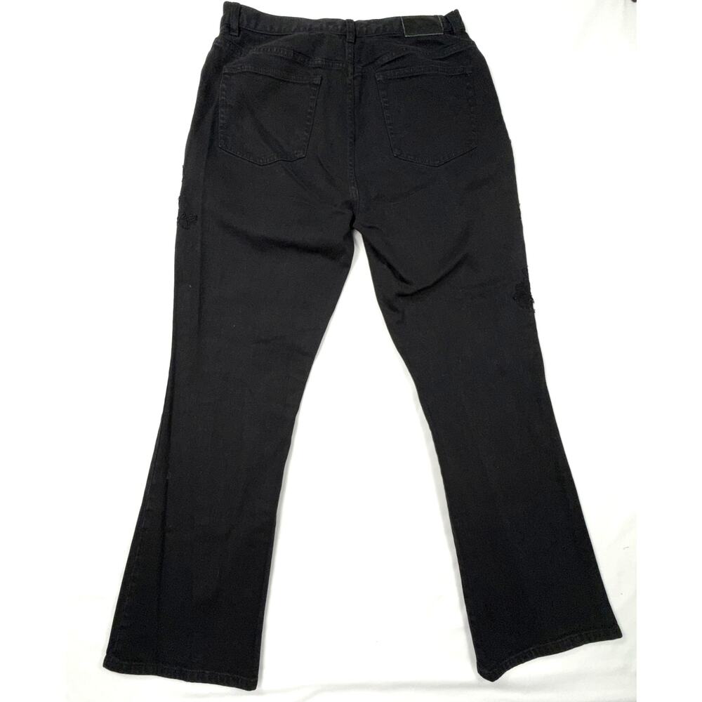 90s Vintage Ralph Lauren Black Bootcut Jeans Lace Detailing Sz 12 cotton - Picture 9 of 13